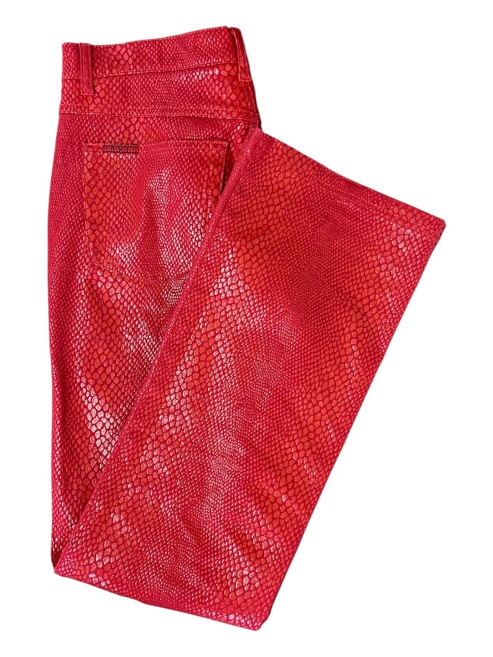 Red Snakeskin Print Straight Leg Pants Y2K Size 11/12